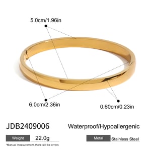 1 Piece Simple Classic Style Geometric Shape Stainless Steel  Gold Color Women's Bangle h5 